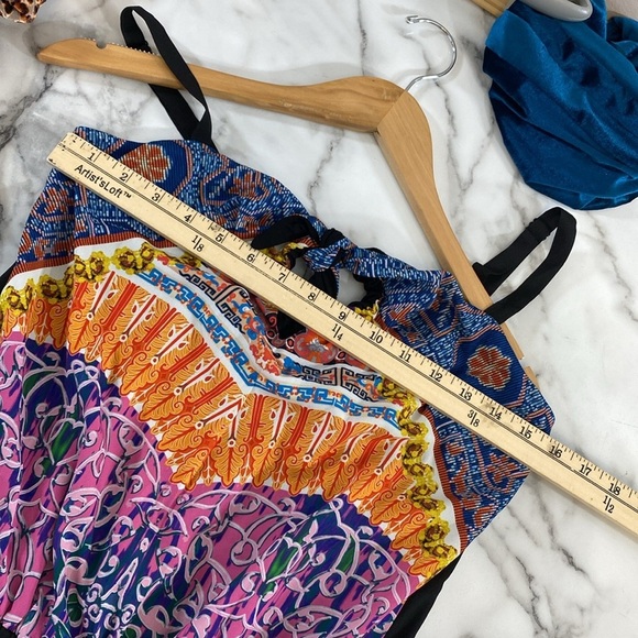 Hale Bob Cabana Romper Womens XS Multi Floral Colorblock - Picture 12 of 13